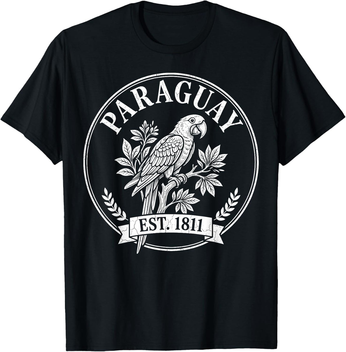Paraguay Parrot Vintage T-Shirt - Black