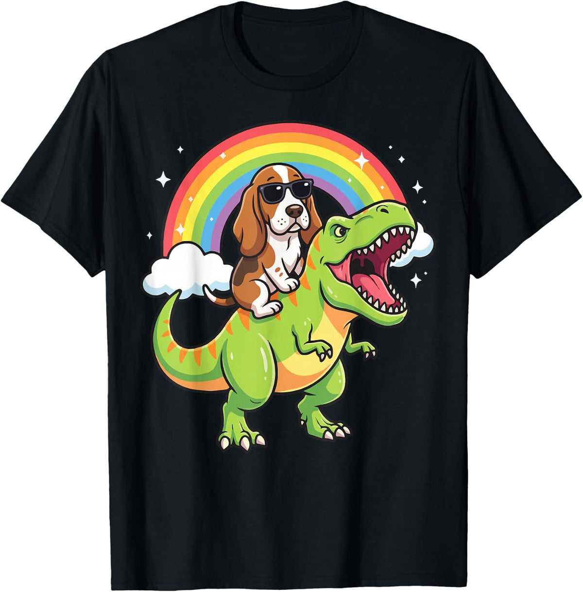 Basset Hound Dinosaur T-Rex T-Shirt - Black