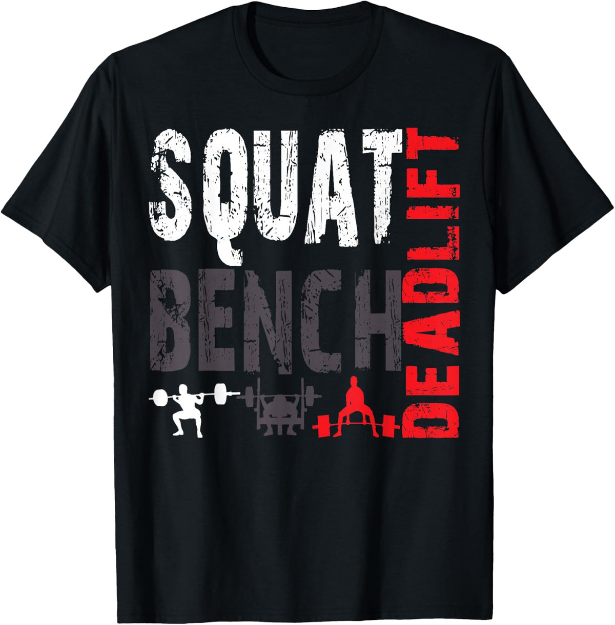 Powerlifting, Squat, Bench, Deadlift, Weightlifting T-Shirt - Black