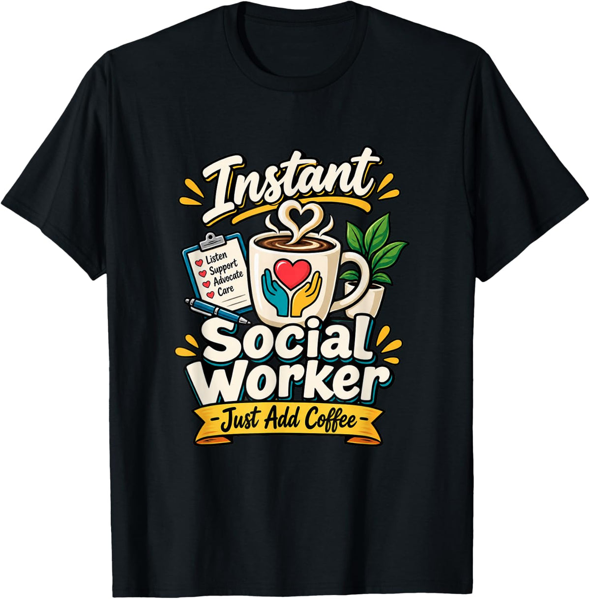 Social Worker Coffee Human Services Team T-Shirt - Black