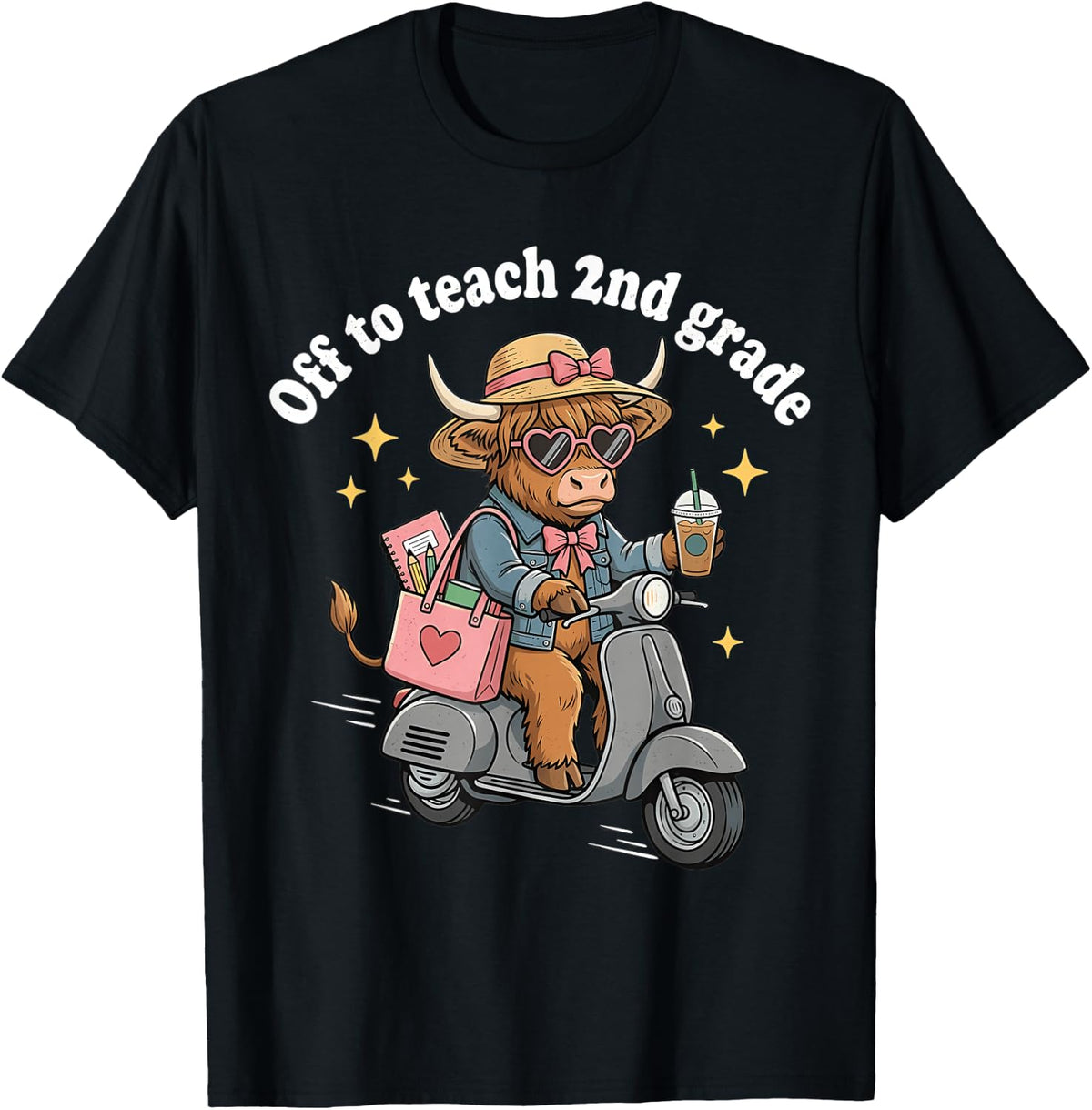 Off to Teach 2nd Grade Back to School Funny Teacher T-Shirt - Black