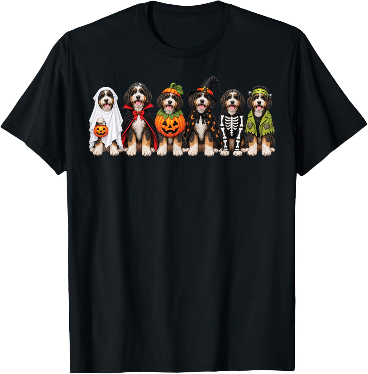 Funny Bernedoodle Halloween Costume T-Shirt - Black