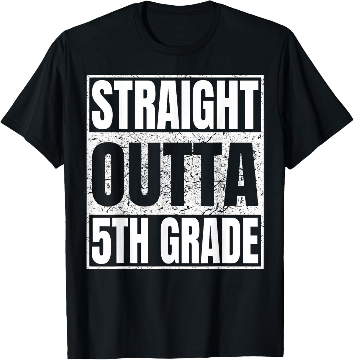 Straight Outta 5th Grade Graduation Funny 2026 Fifth Grade T-Shirt - Black