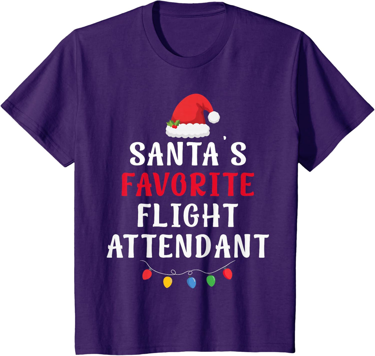Santa's Favorite Flight Attendant Funny Christmas Xmas T-Shirt - Purple