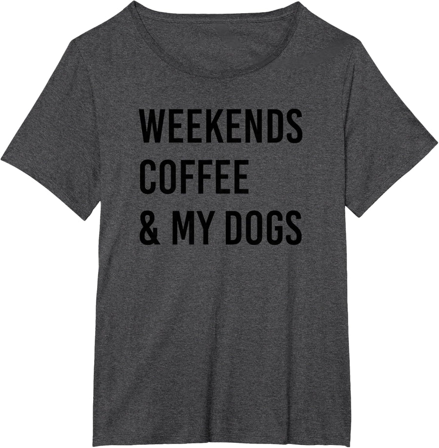 Weekends Coffee and Dogs T-Shirt - Dark Heather Grey