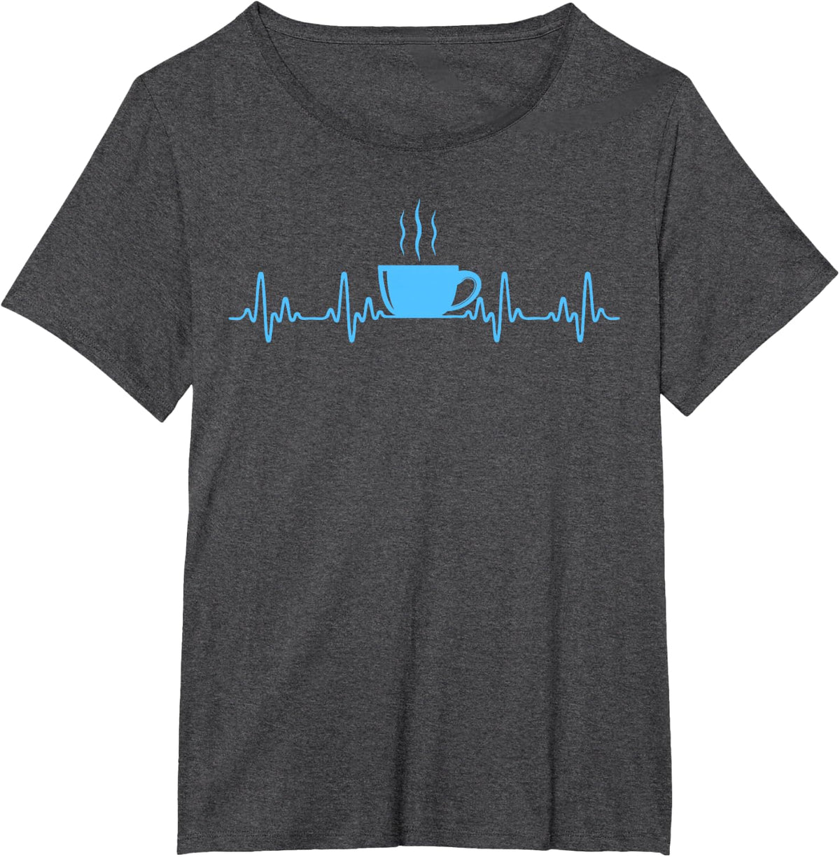 Coffee Lover Funny Heartbeat Coffee Cup Frequency T-Shirt - Dark Heather Grey