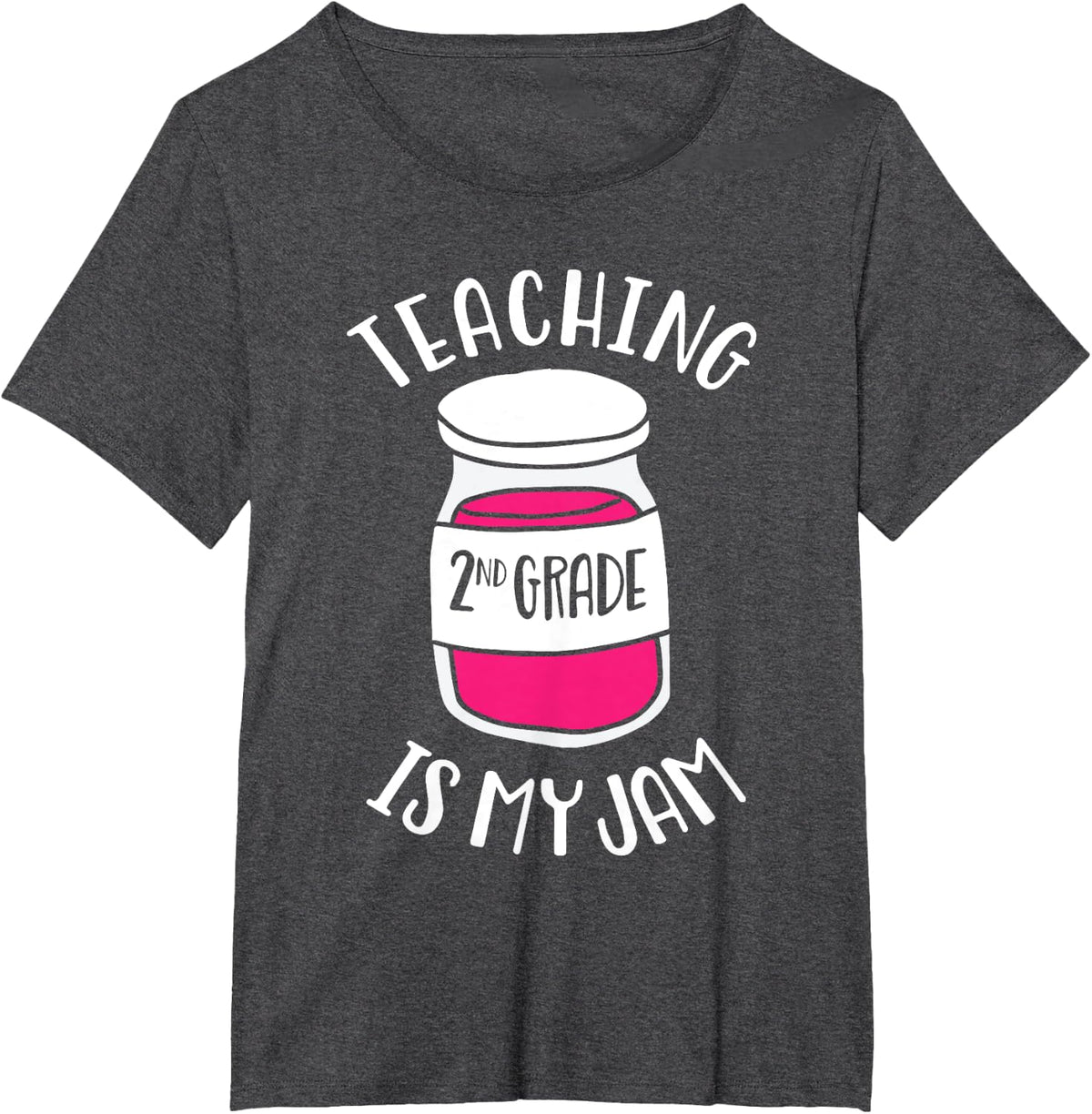 Second Grade Teacher - Teaching 2nd Grade is My Jam Cute Men Women Girls Kids T-Shirt - Dark Heather Grey