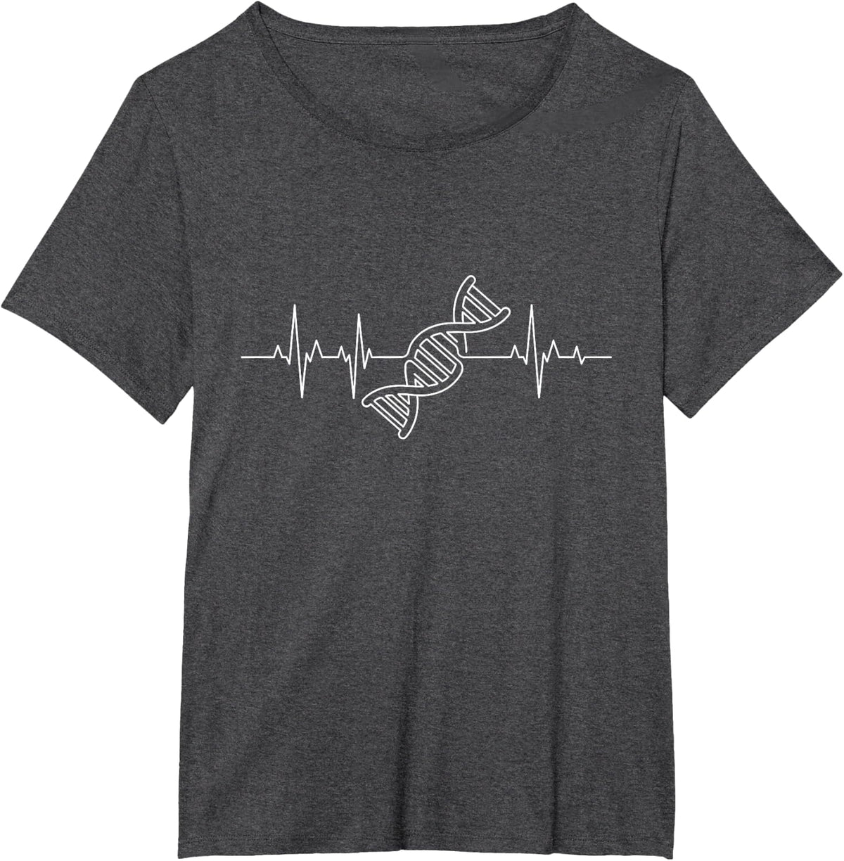 DNA Heartbeat Genetics Biology Double Helix Pulse T-Shirt - Dark Heather Grey