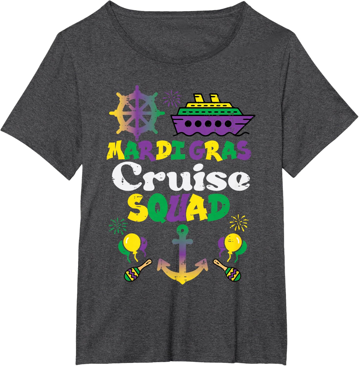 Mardi Gras Cruise Squad Family Matching Crew Men Women Kids T-Shirt - Dark Heather Grey