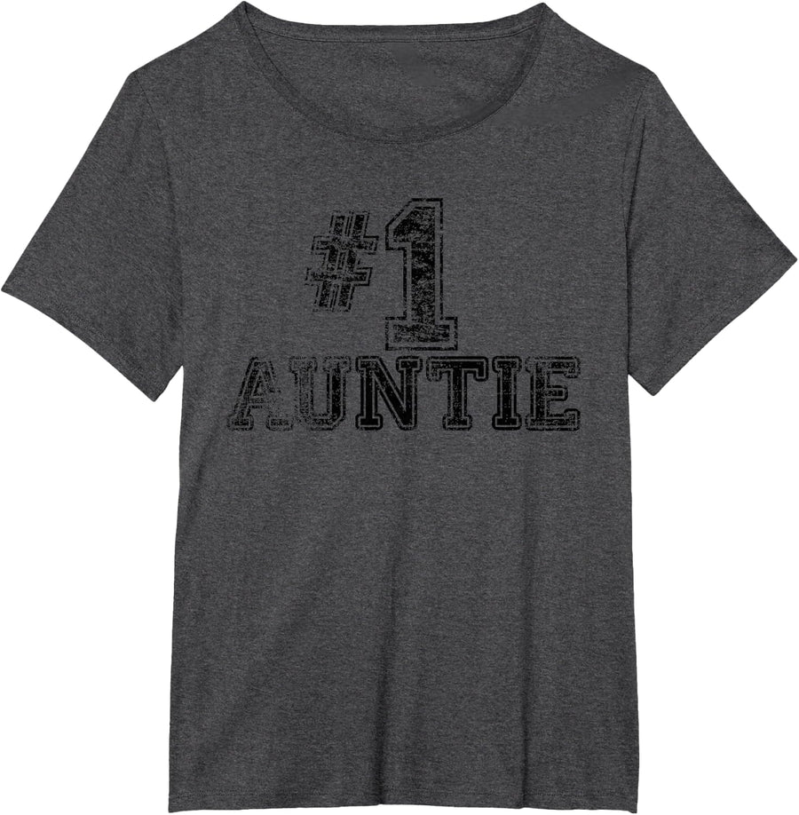 #1 Auntie - Number One Aunt T-Shirt - Dark Heather Grey