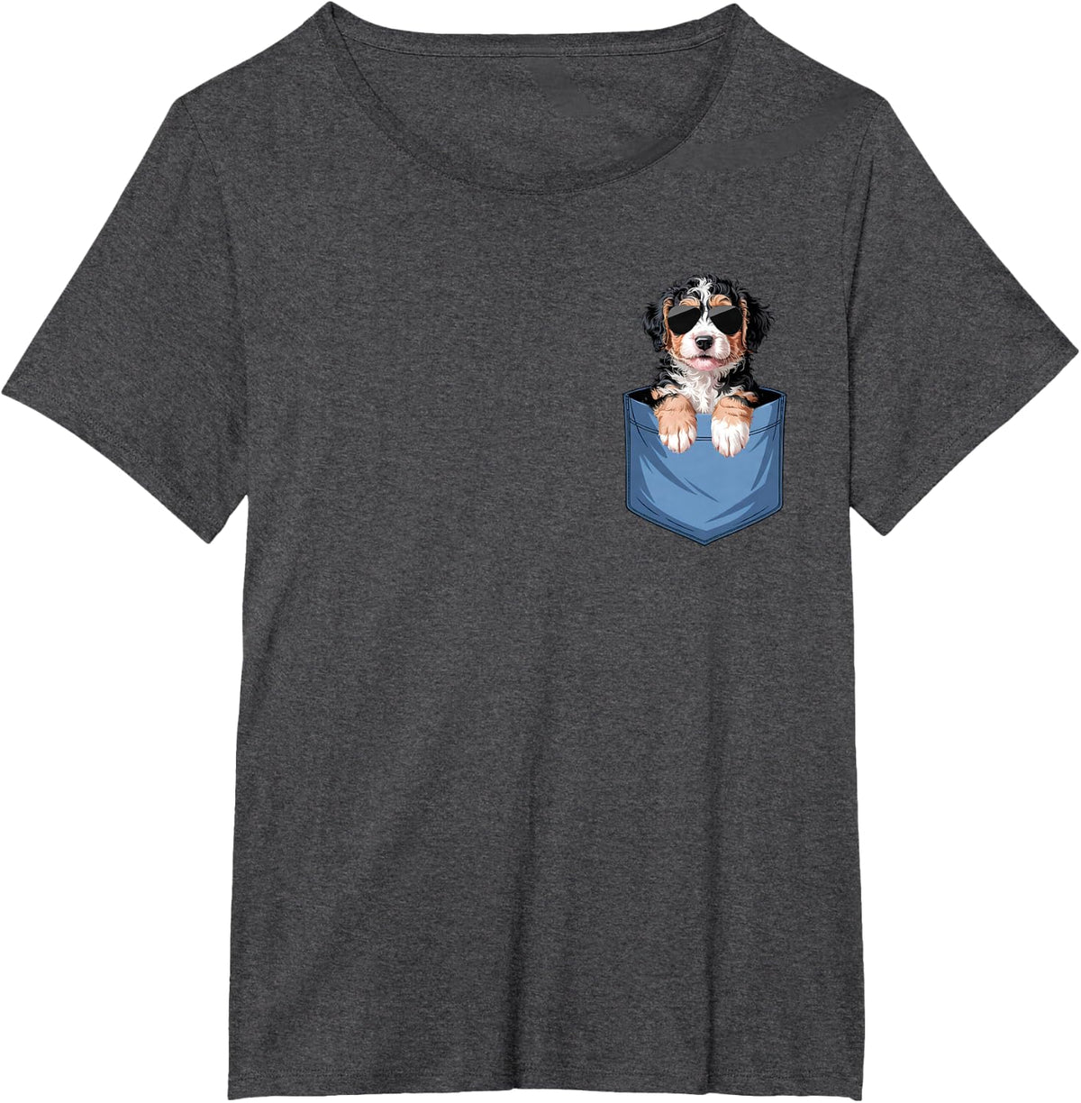 Cute Pocket Bernedoodle Lover Doodle Dog Mom T-Shirt - Dark Heather Grey