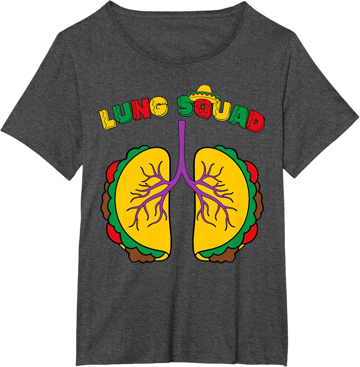 Taco Lung Squad RT Nurse Cinco De Mayo Respiratory Therapist T-Shirt Tee - Dark Heather Grey