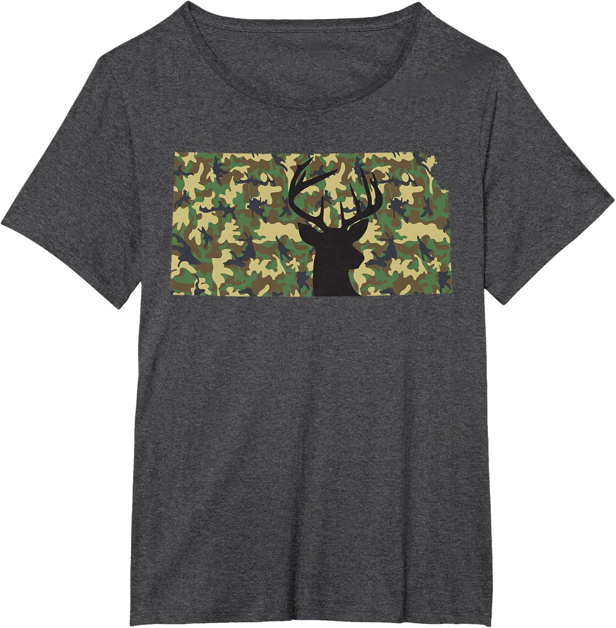 Deer Hunter Camouflage Hunting Safety Orange State Kansas T-Shirt - Dark Heather Grey