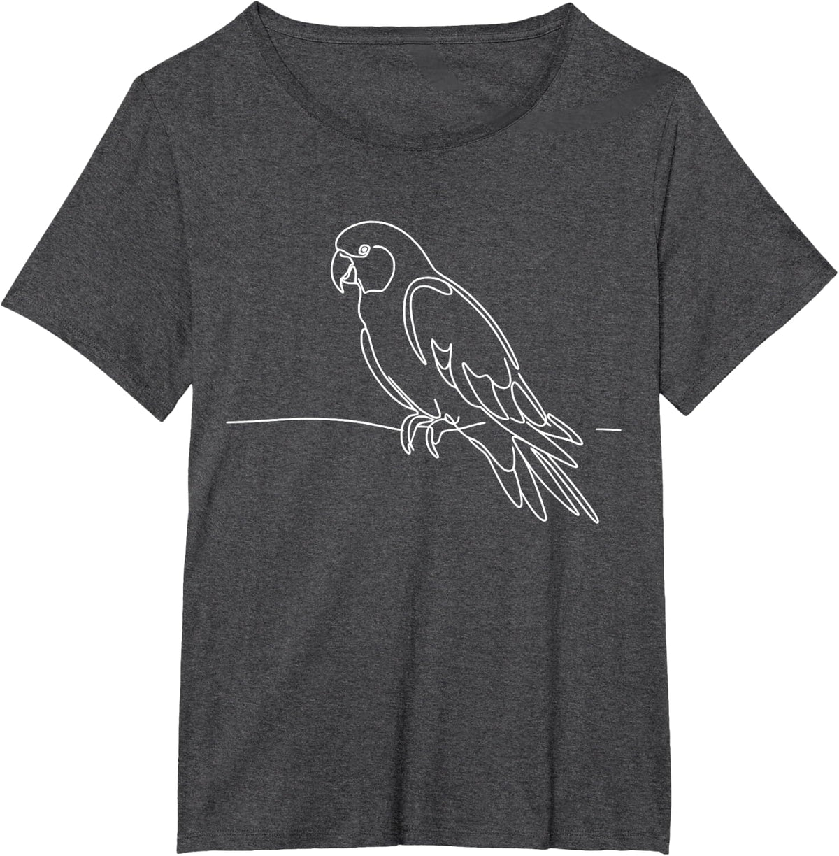 Parrot Line Art Bird Illustration Drawing T-Shirt - Dark Heather Grey