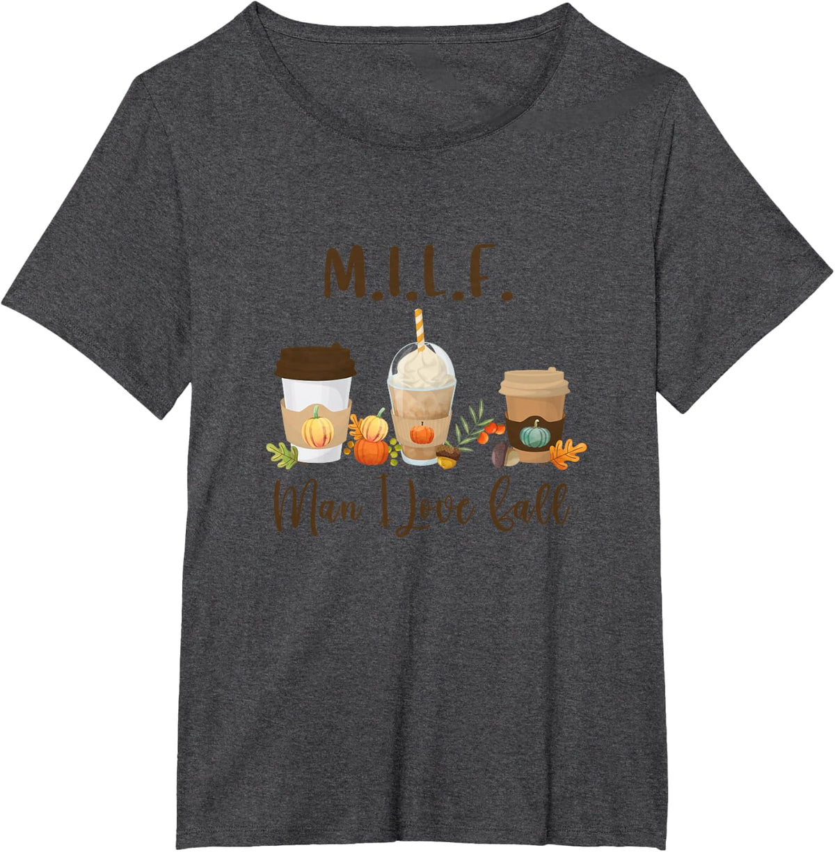Man I Love Fall, Pumpkin Spice Coffee T-Shirt - Dark Heather Grey