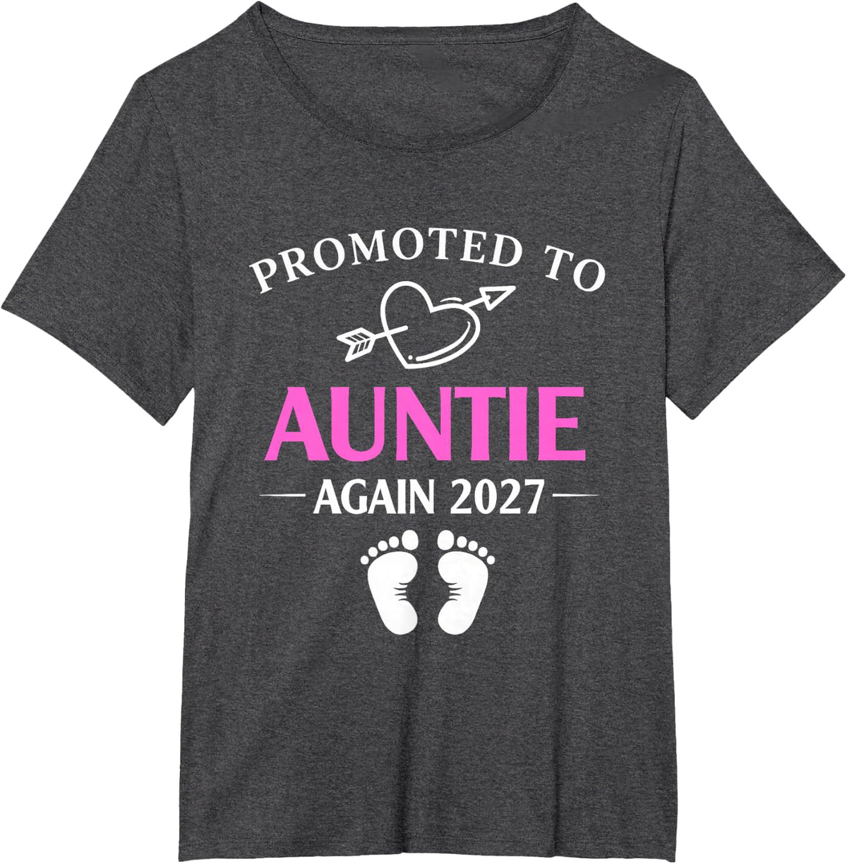 Promoted to Auntie Again 2027 Heart T-Shirt - Dark Heather Grey