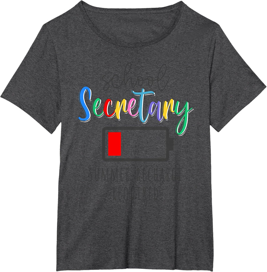School Secretary Summer Recharge Required Last day School Men Women T-Shirt - Dark Heather Grey