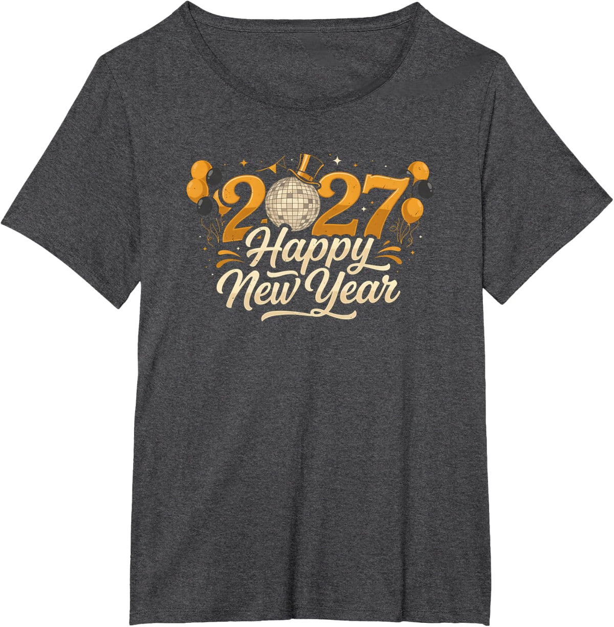 Happy New Year 2027 Retro Countdown Celebration T-Shirt - Dark Heather Grey