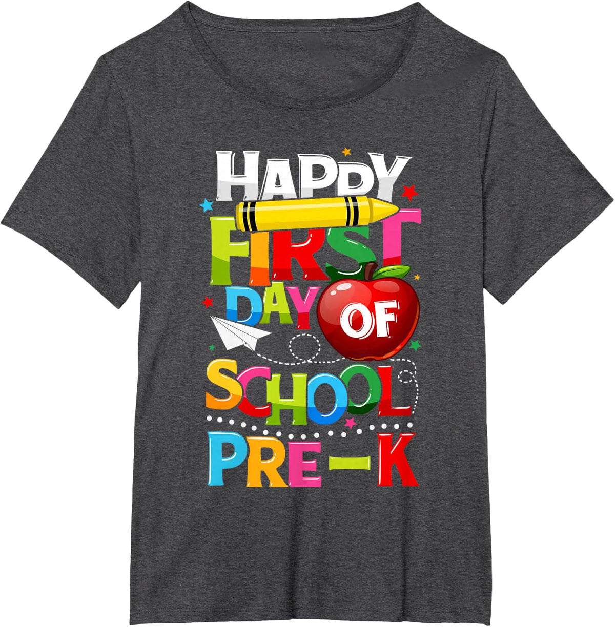 Happy First Day Of Pre-K Welcome Back To School Teacher Kids T-Shirt - Dark Heather Grey