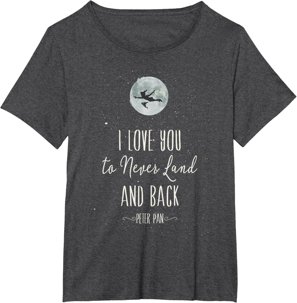 Disney Peter Pan Love To Never Land And Back T-Shirt T-Shirt - Dark Heather Grey