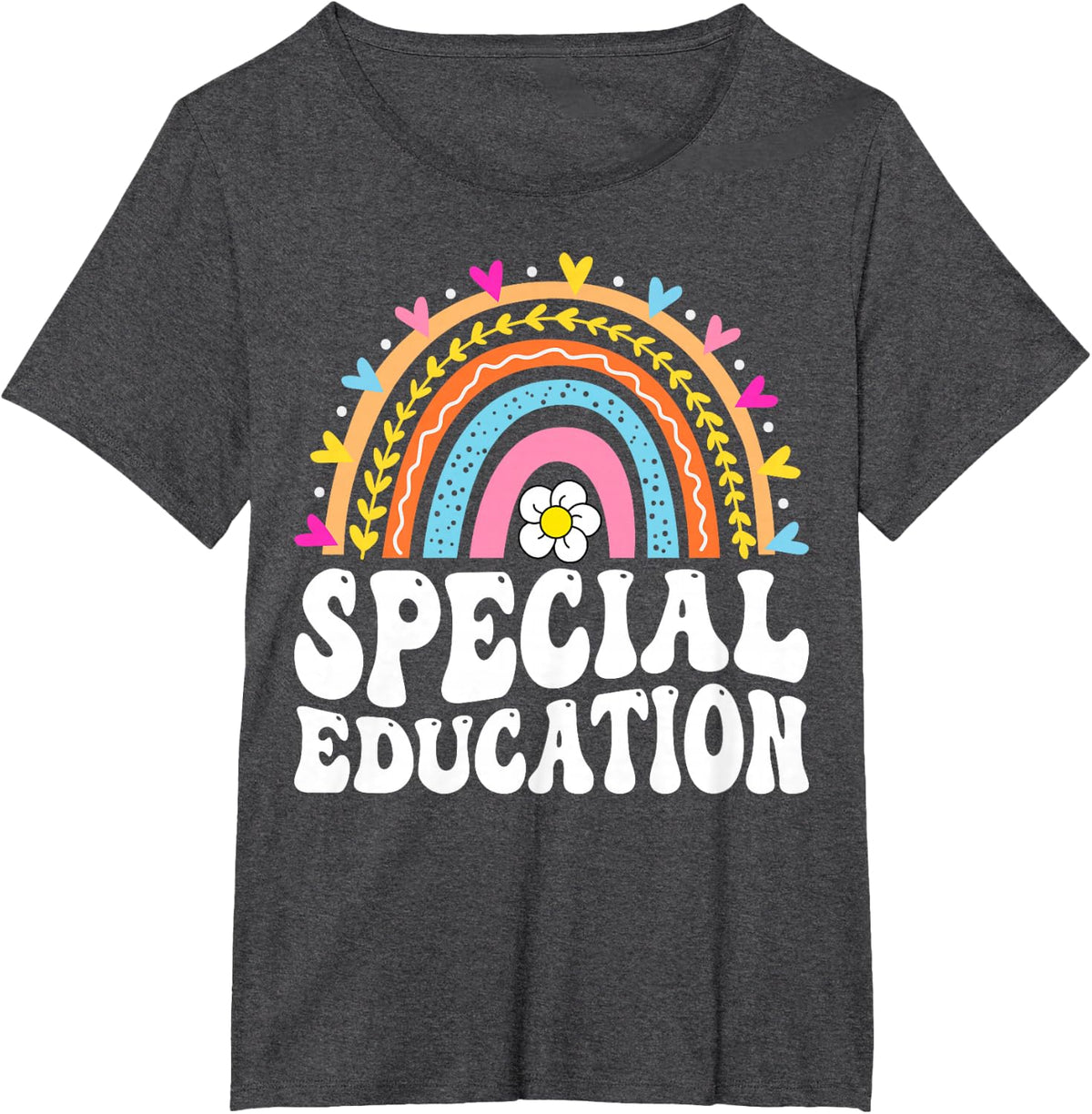 Rainbow Special Education Teacher SPED T-Shirt - Dark Heather Grey