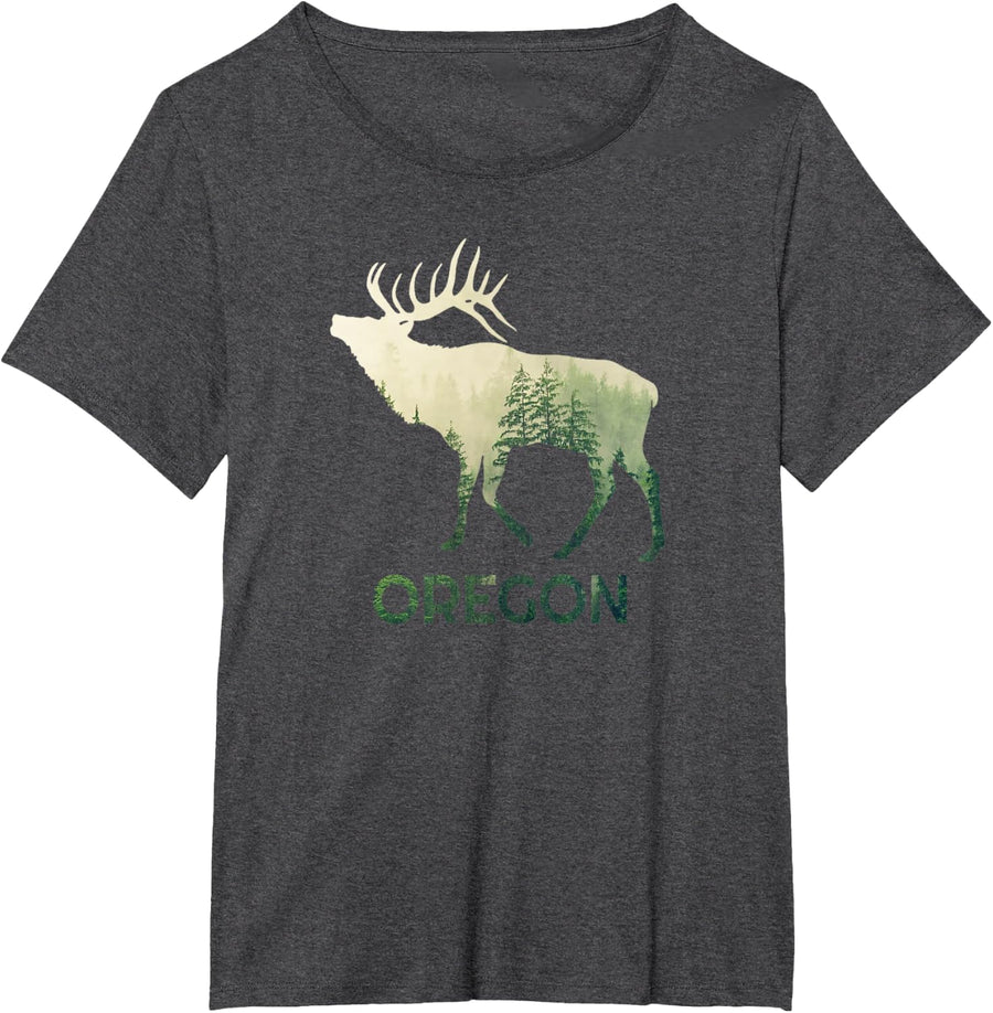 Oregon Pride Elk Forest Wildlife Nature Mountain Proud T-Shirt - Dark Heather Grey