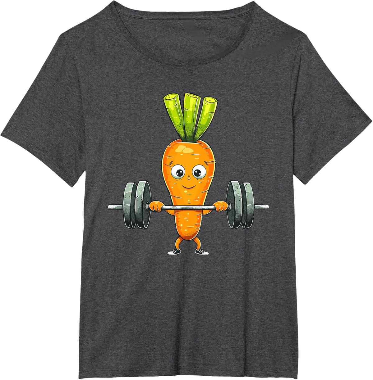 Carrot Weightlifting Barbell Workout Vegetable Weightlifter T-Shirt - Dark Heather Grey