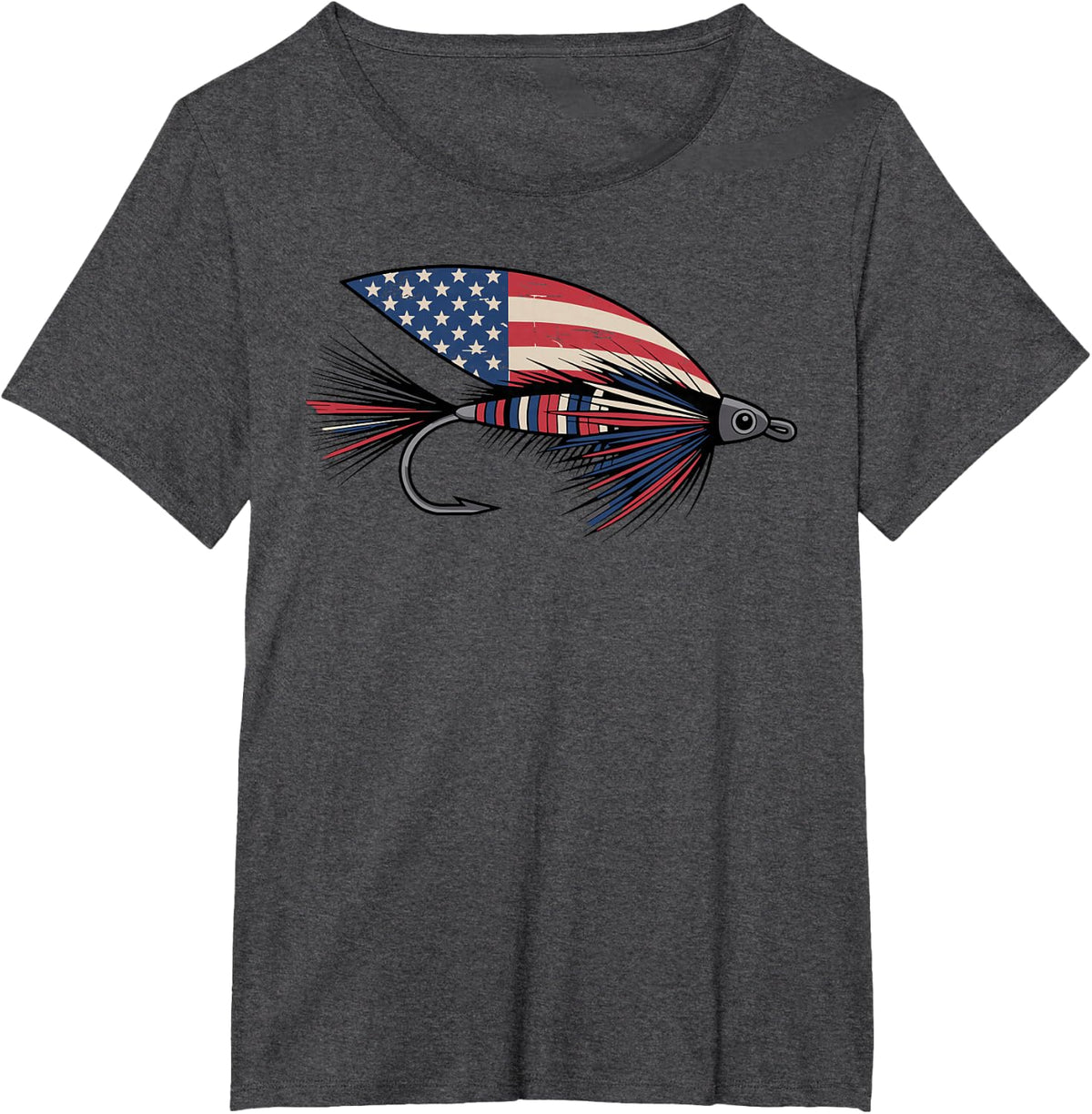 Fly Fishing Art for Men Women Kids Trout Angler Fly Fishing T-Shirt - Dark Heather Grey