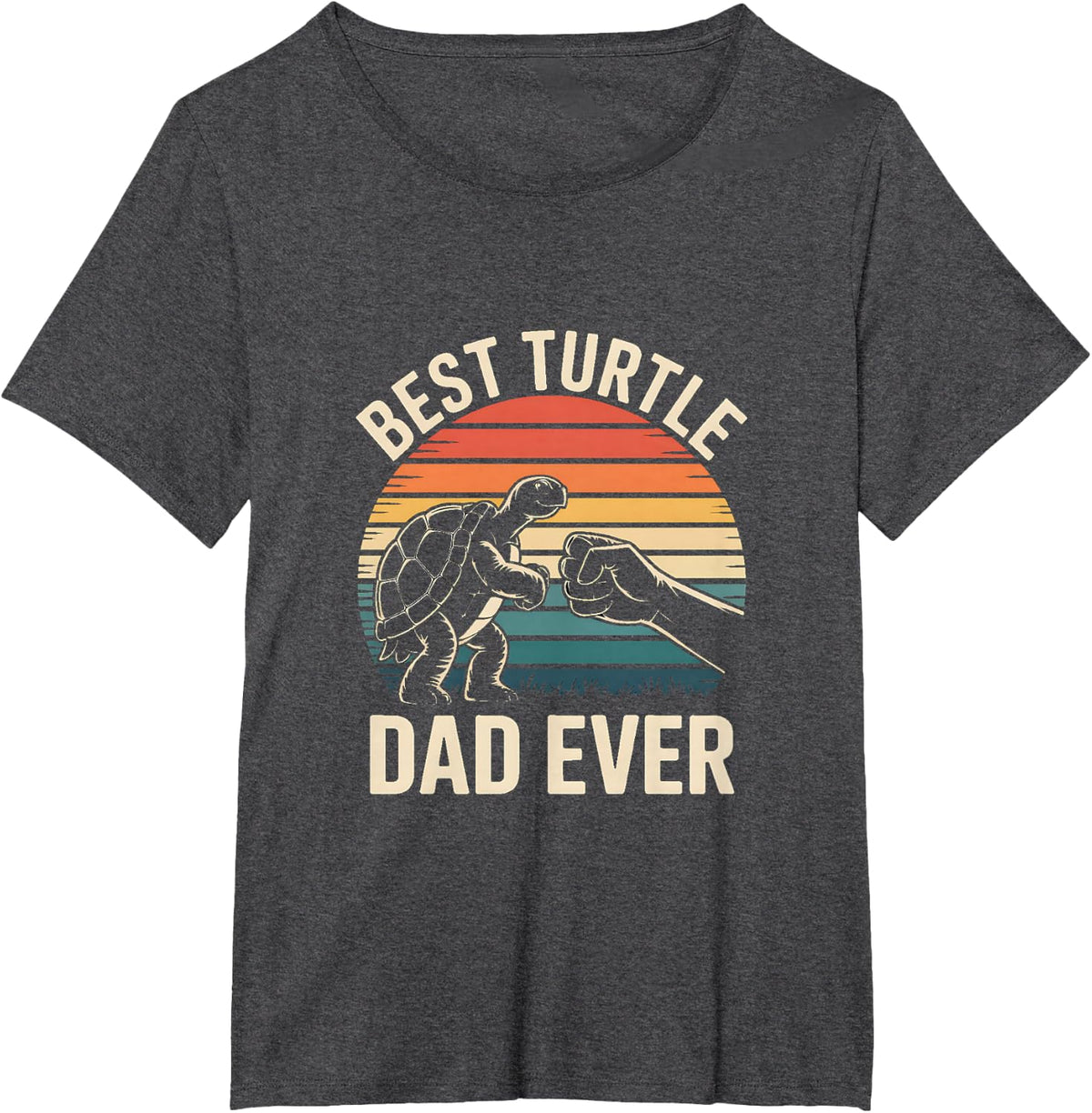 Best Turtle Dad Ever Funny Turtle Father Retro T-Shirt - Dark Heather Grey