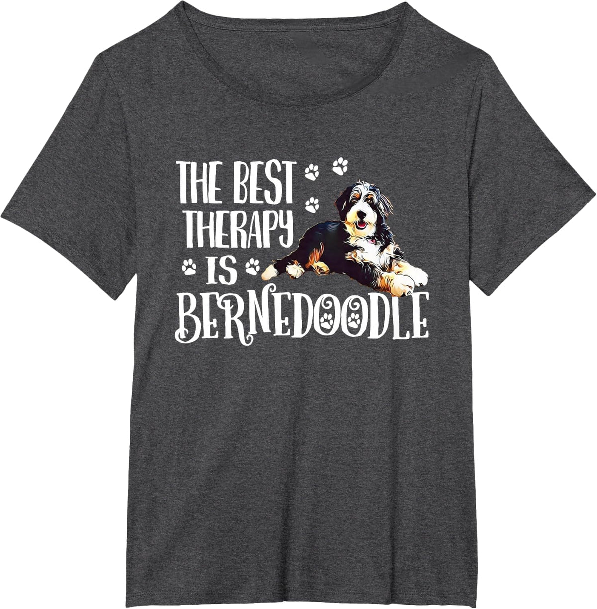 Funny Womens Girls Cute Best Therapy Bernedoodle Dog Lover T-Shirt - Dark Heather Grey