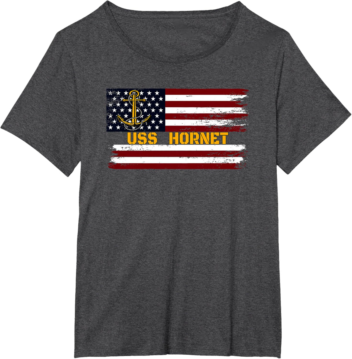 Aircraft Carrier USS Hornet Veterans Day Fathers Day Grandpa T-Shirt - Dark Heather Grey