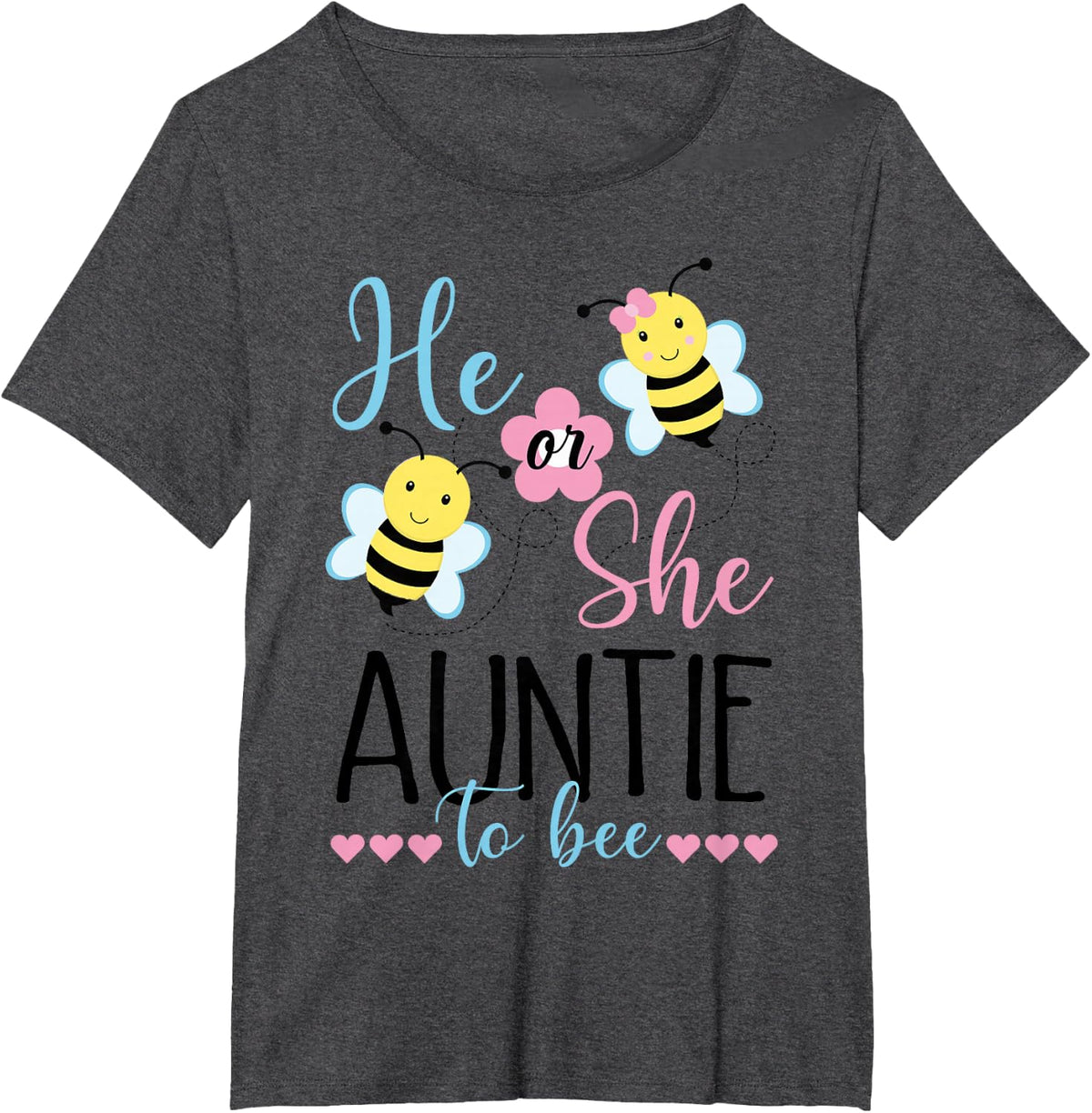 He Or She Auntie To Bee Baby Gift T-Shirt - Dark Heather Grey