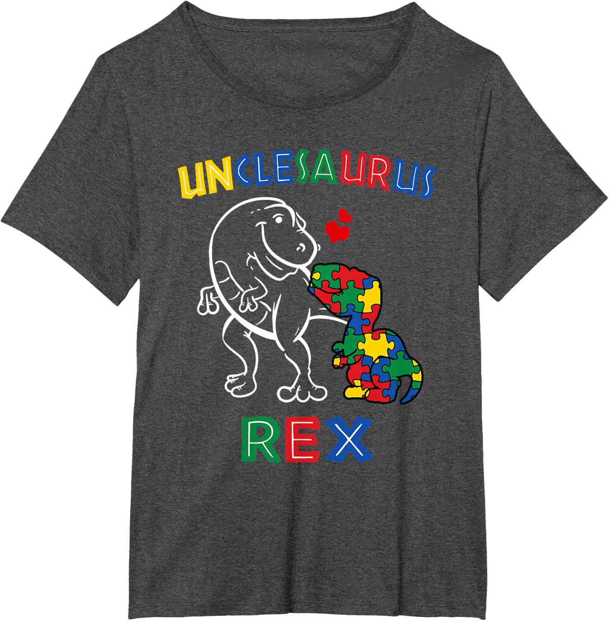 Unclesaurus Autism Awareness Uncle Dinosaur Dino Tio T-Shirt - Dark Heather Grey