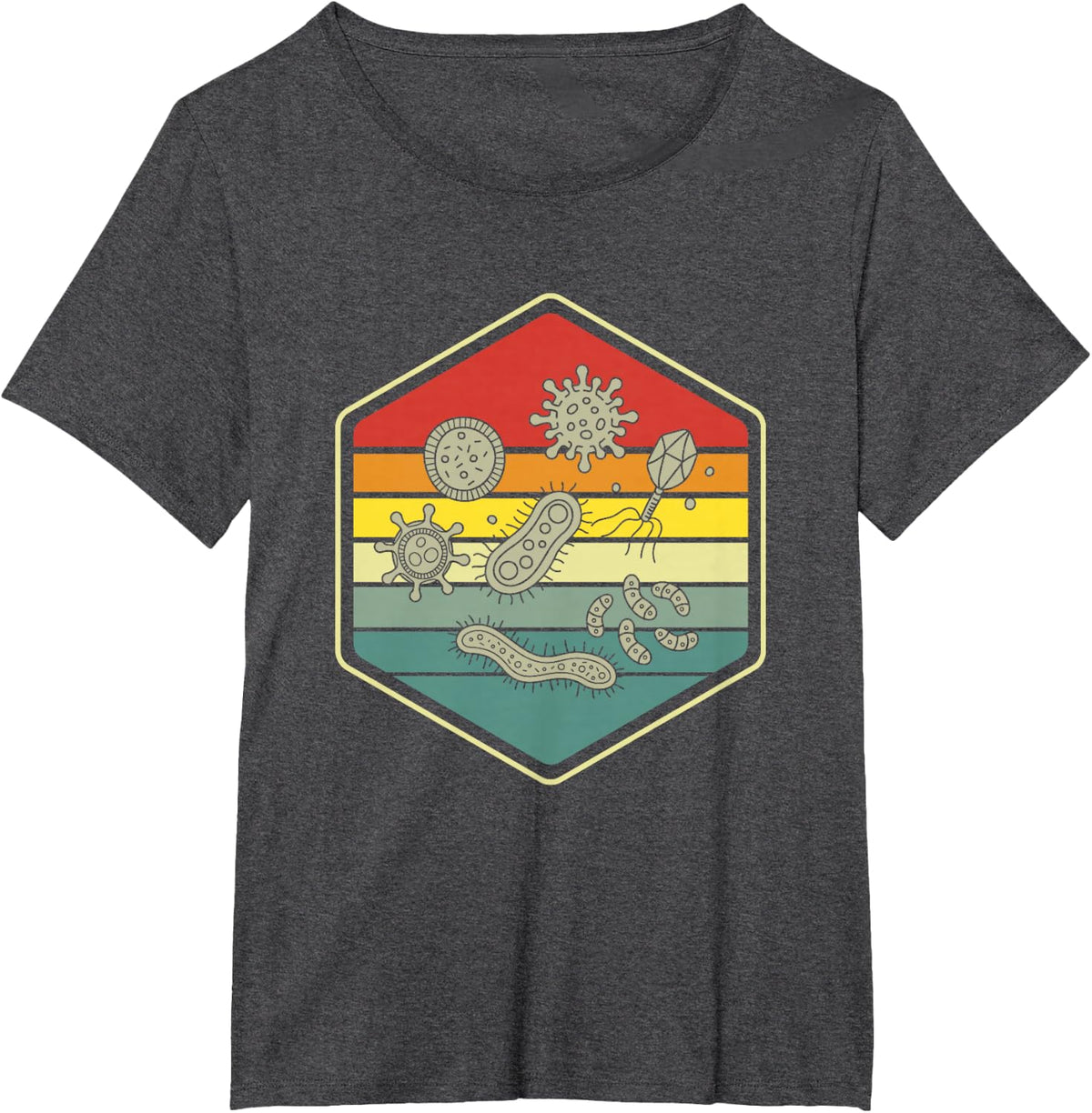 Retro Science Nerd Gift Microbiology Bacteria Biology T-Shirt - Dark Heather Grey