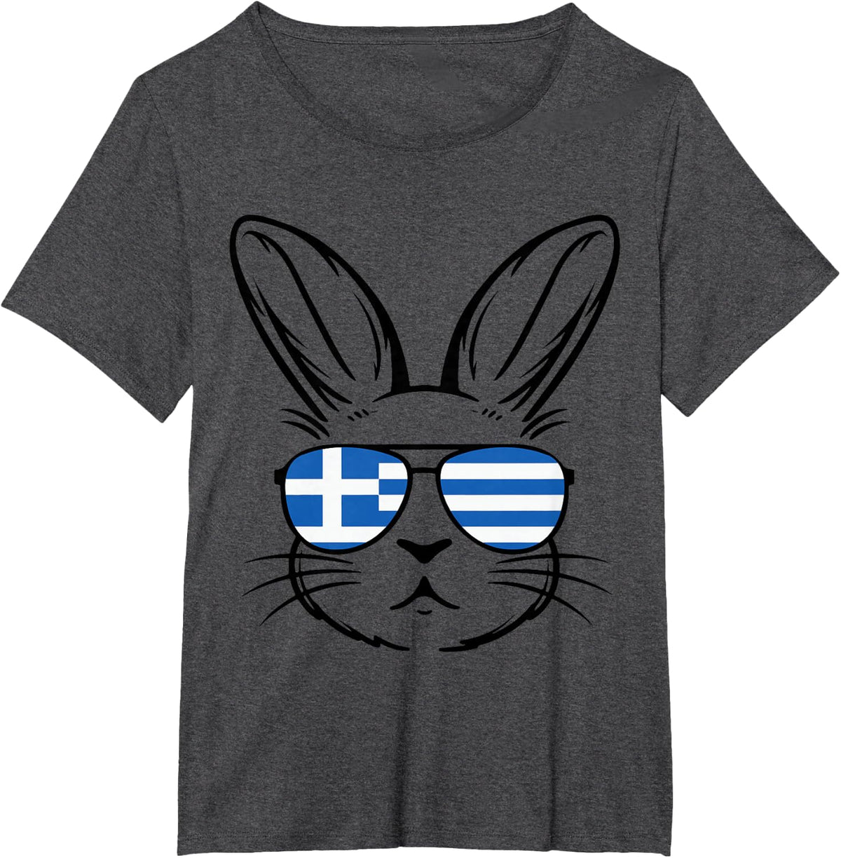 Greek Flag of Greece Orthodox Easter Bunny Greek Easter T-Shirt - Dark Heather Grey