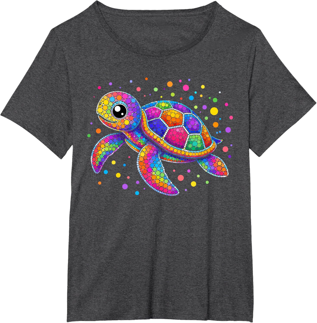 Cute Turtle Dots Art Animal Lover Students Girls Boys Kids T-Shirt - Dark Heather Grey