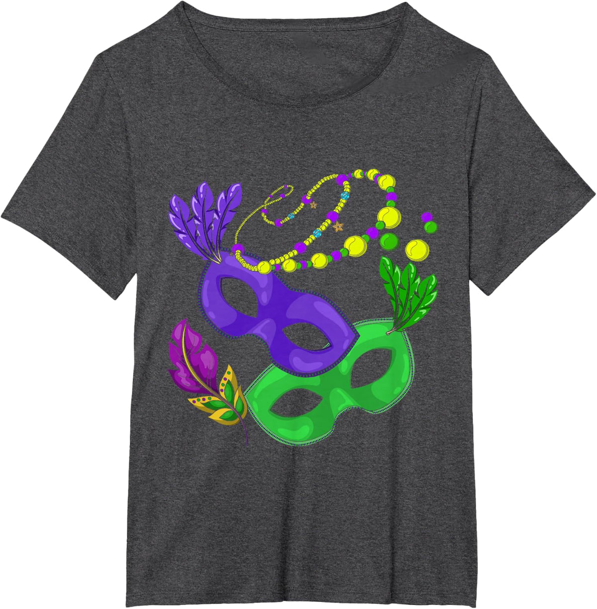 Parade Beads Carnival Masquerade Women Gift Mardi Gras T-Shirt - Dark Heather Grey