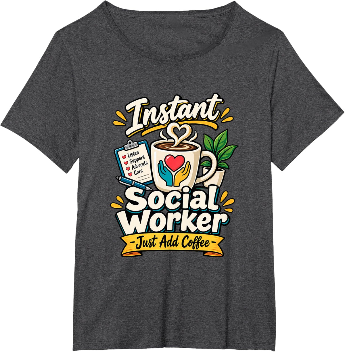 Social Worker Coffee Human Services Team T-Shirt - Dark Heather Grey