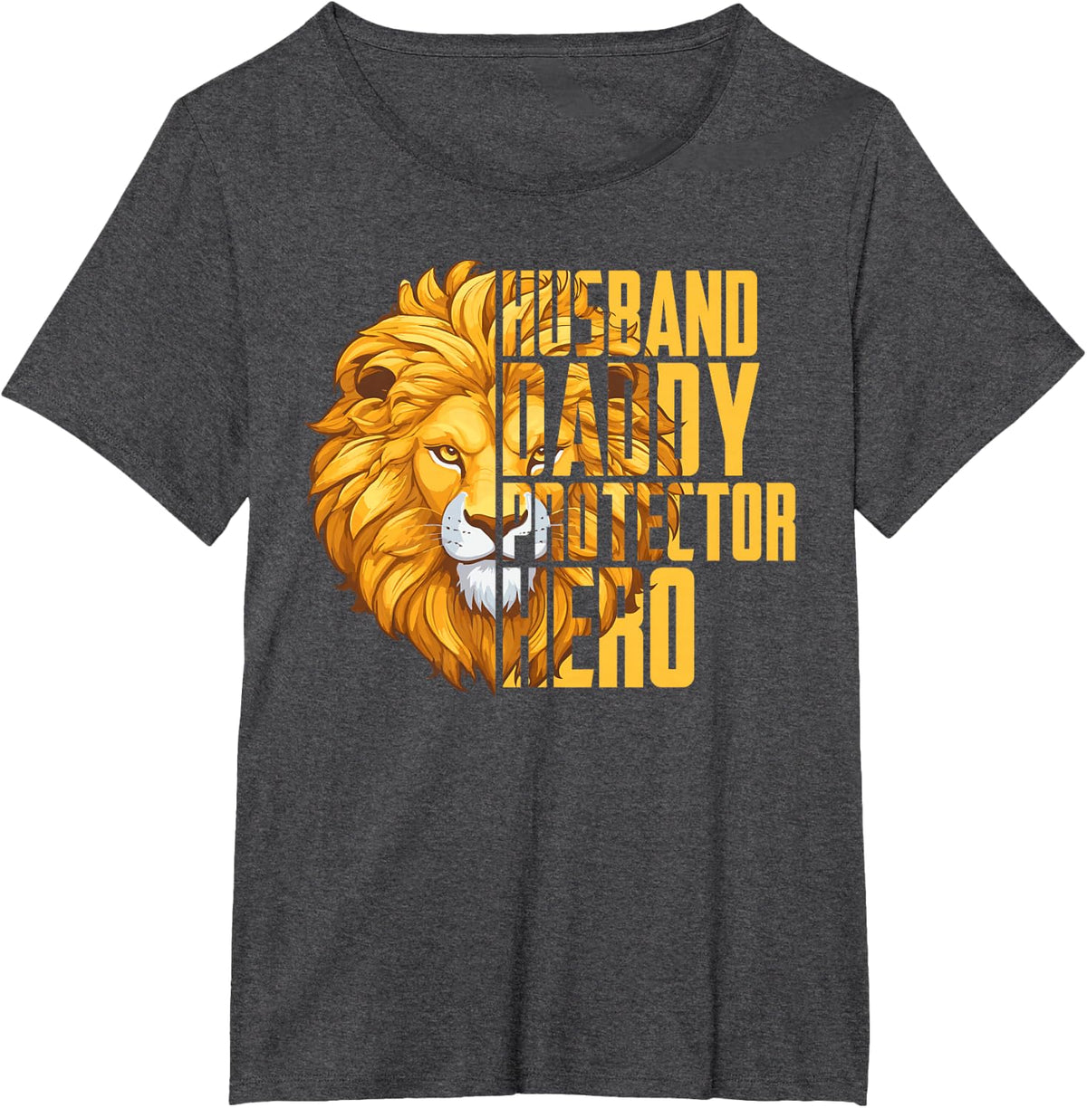 Funny Husband Daddy Protector Hero Lion Lover Fathers Day T-Shirt - Dark Heather Grey