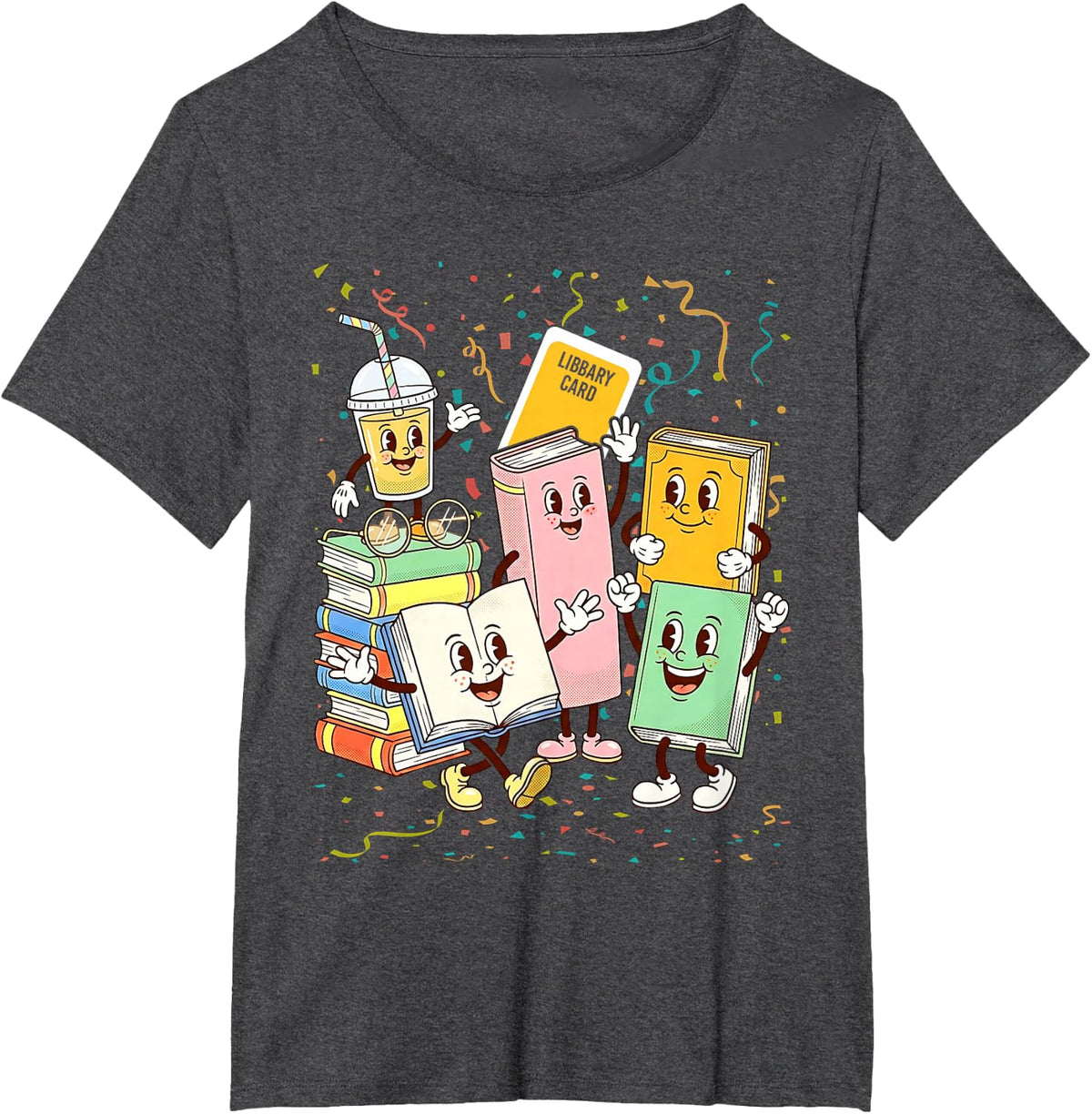Cute Librarian Doodle Back to School Book Lover Library T-Shirt - Dark Heather Grey
