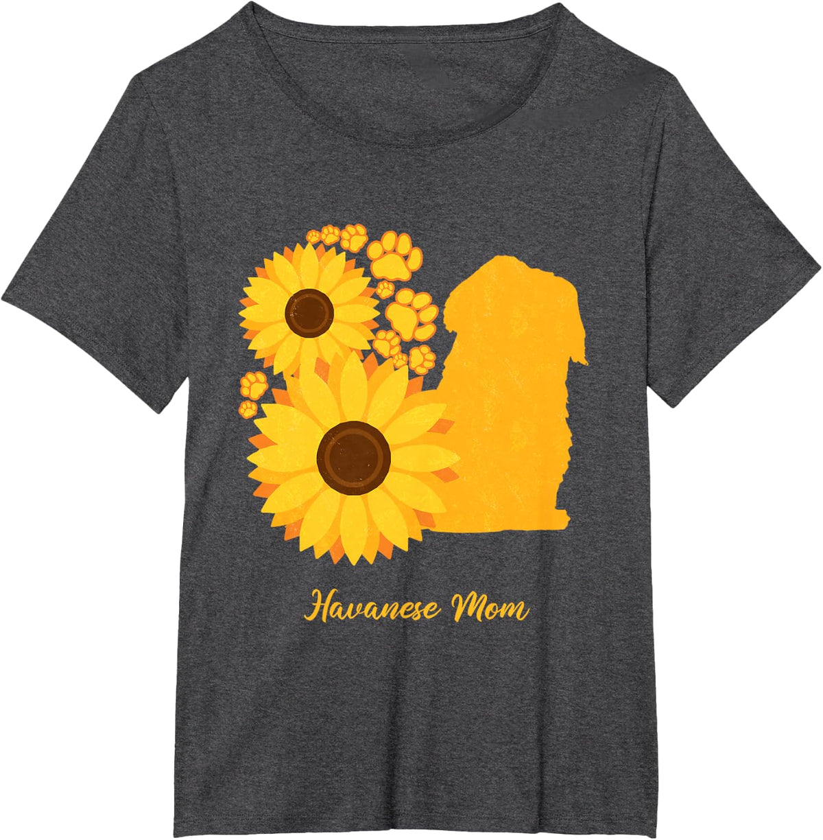 Sunflower Dog Mom - Havanese T-Shirt for Men Women - Dark Heather Grey