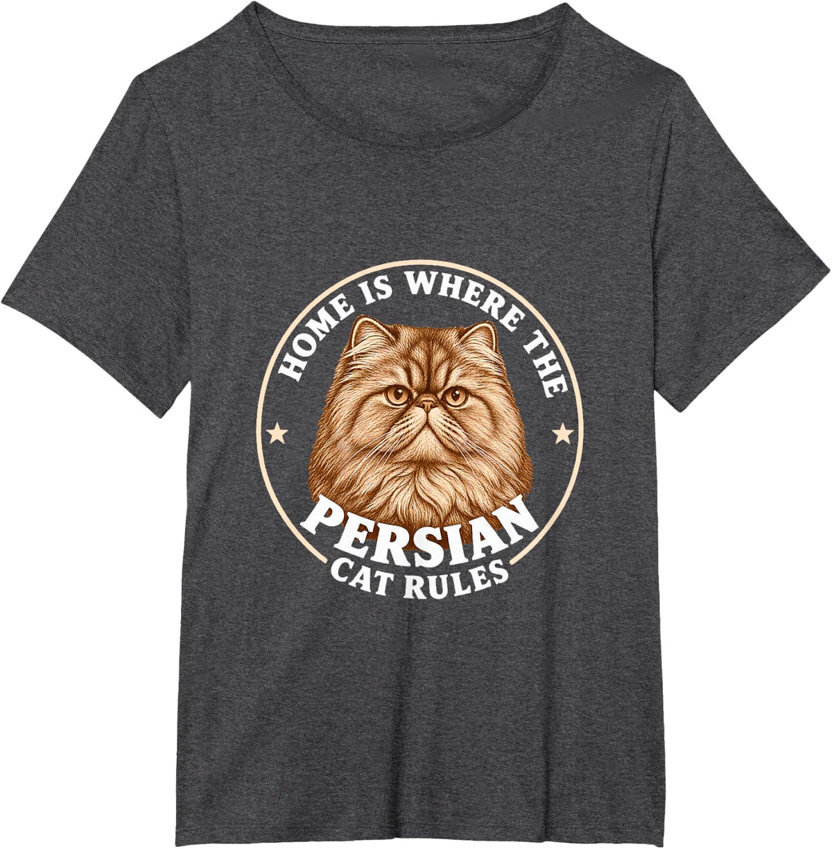 Home is Where the Persian Cat Rules T-Shirt - Dark Heather Grey