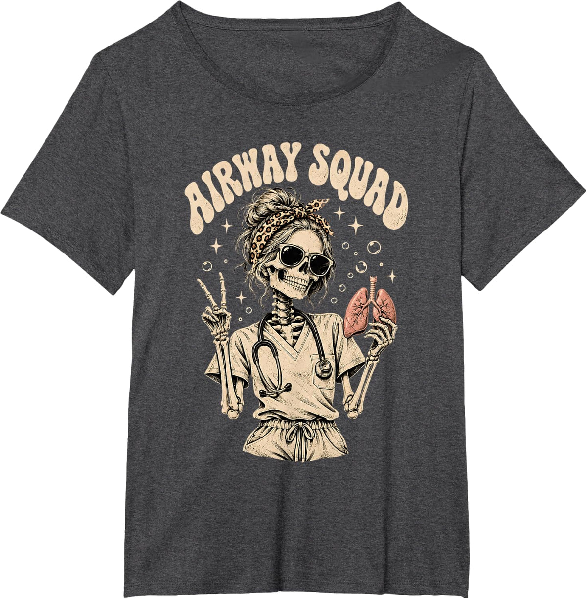 Pulmonology Airway Squad Respiratory Therapist RT Care Week T-Shirt - Dark Heather Grey