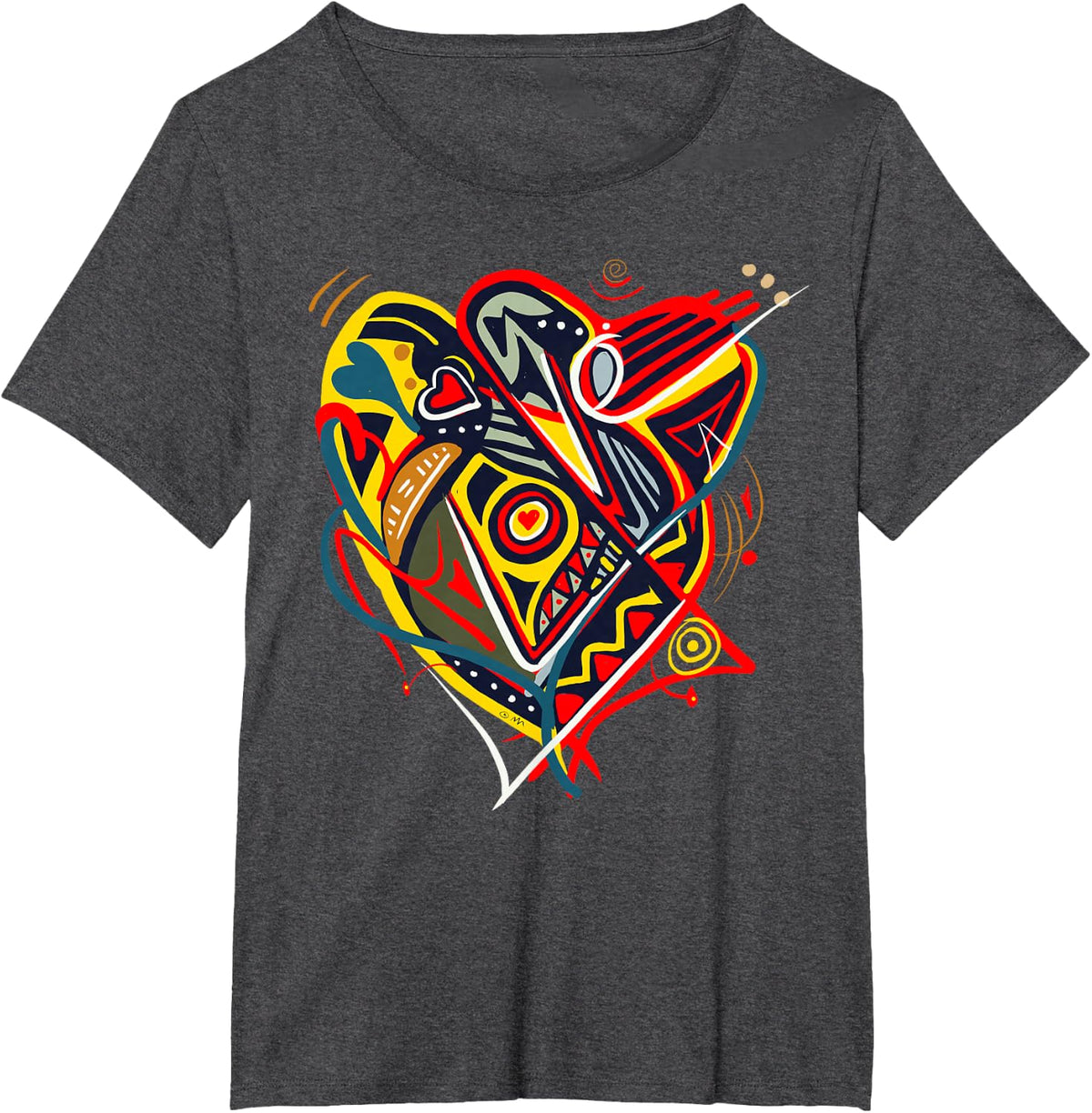 Abstract Art Valentine's Day Heart Love Graphic T-Shirt - Dark Heather Grey