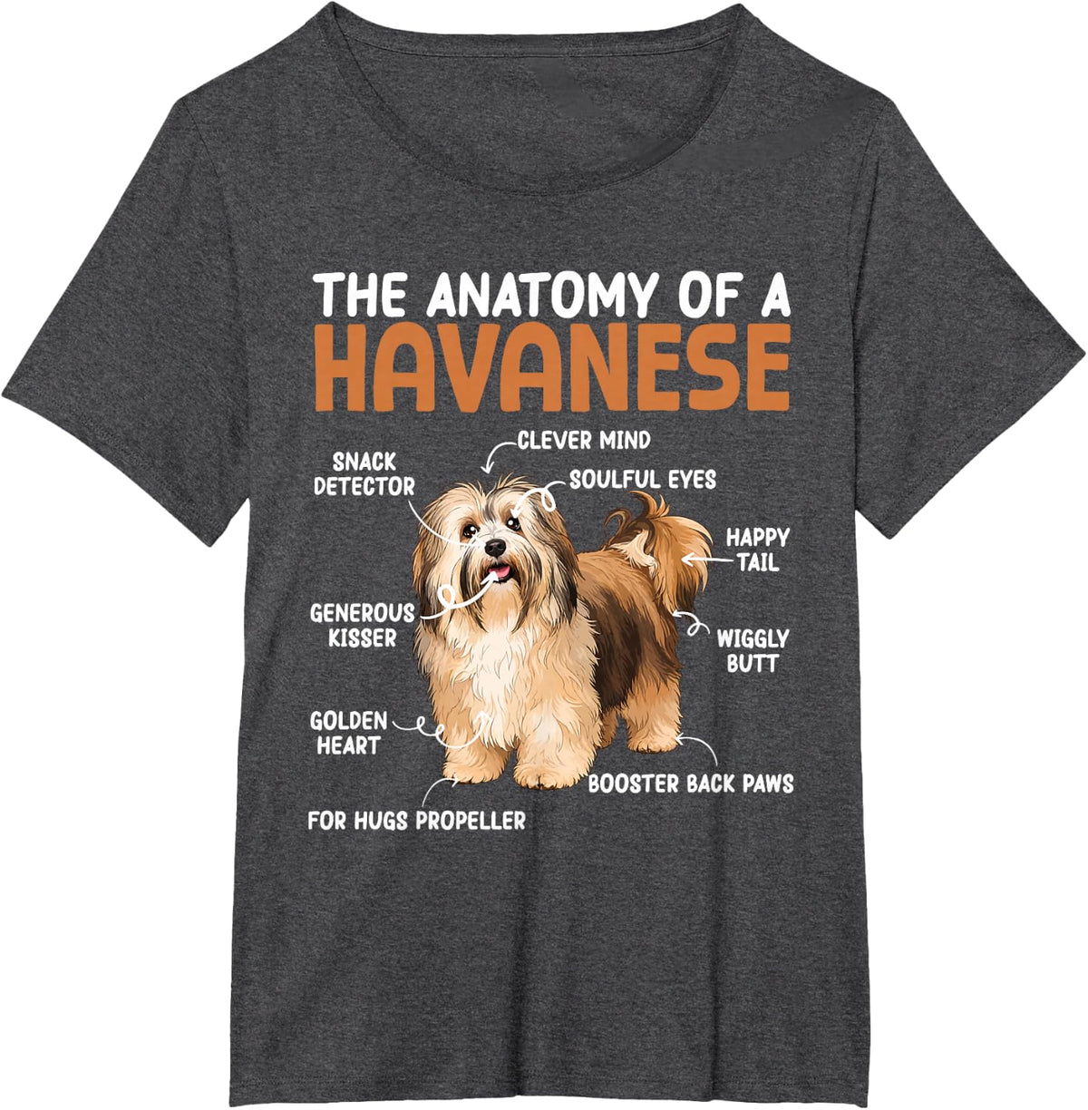 Funny Havanese Dog Art For Men Women Havanese Puppy Lover T-Shirt - Dark Heather Grey
