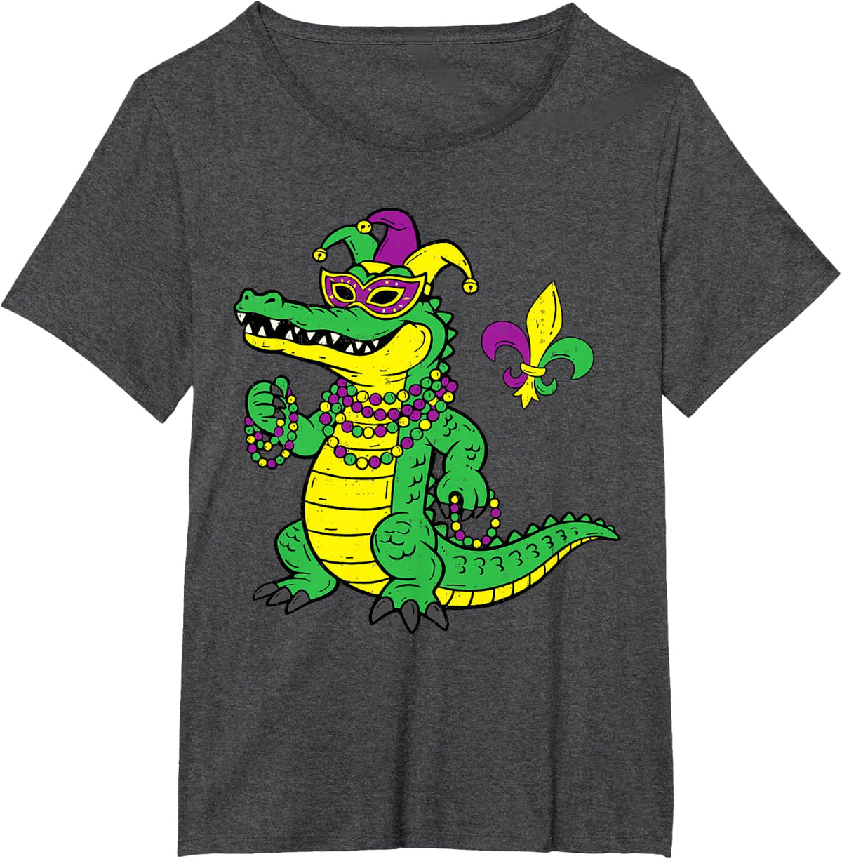 Mardigator Alligator Mardi Gras Jester Beads Boy Toddler Kid T-Shirt - Dark Heather Grey