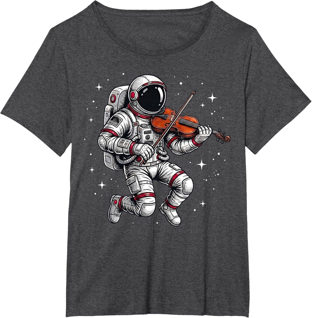 Astronaut Playing Violin Space Music Stars Violinist T-Shirt - Dark Heather Grey