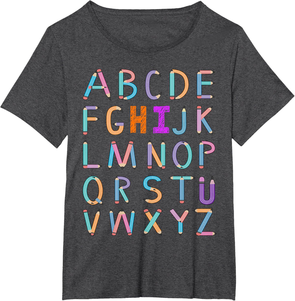 Back to School Shirt for Teachers Women Kids Kindergarten Alphabet ABC Tees T Shirts - Dark Heather Grey