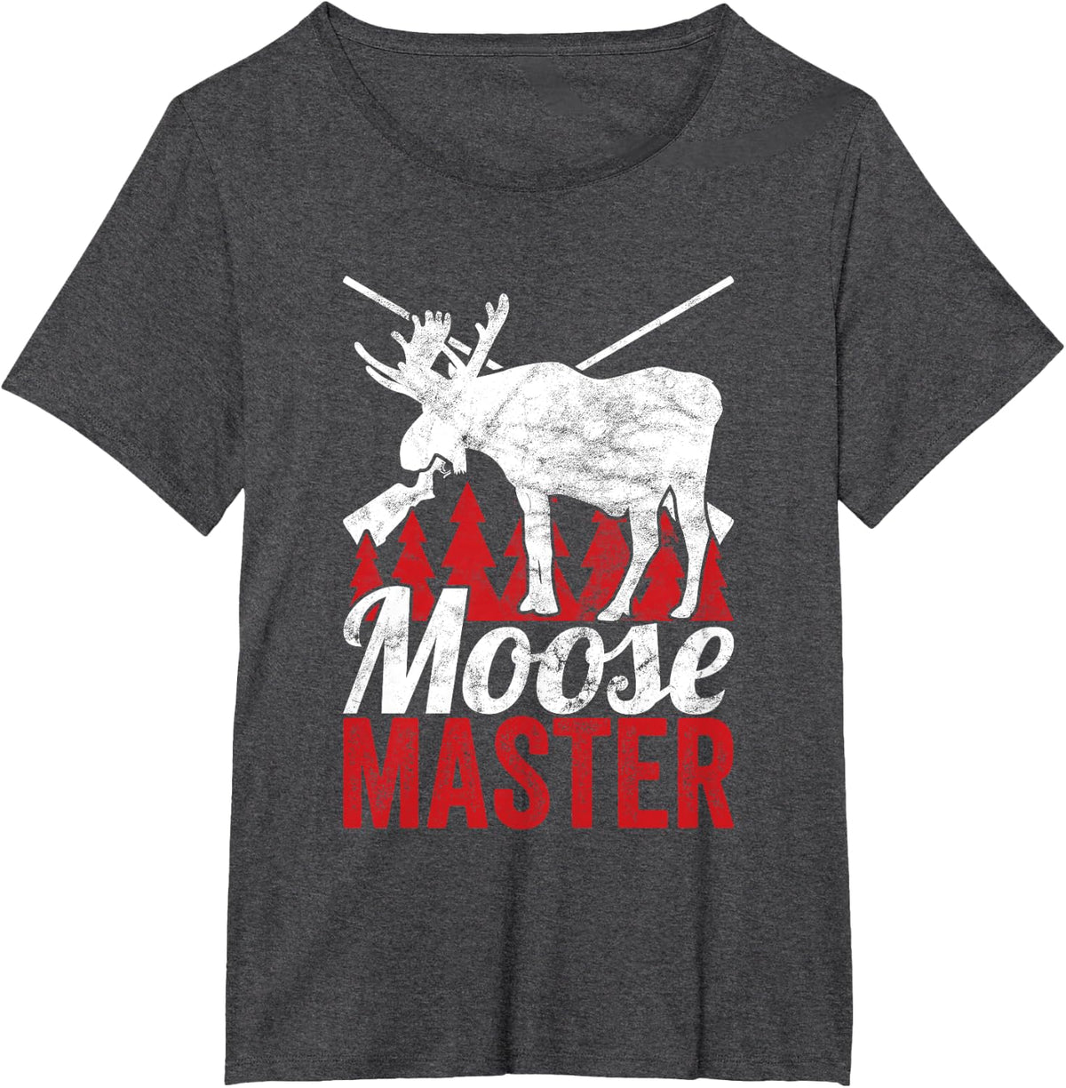 Moose Hunter Moose Master Moose Hunting Grunge Design T-Shirt - Dark Heather Grey