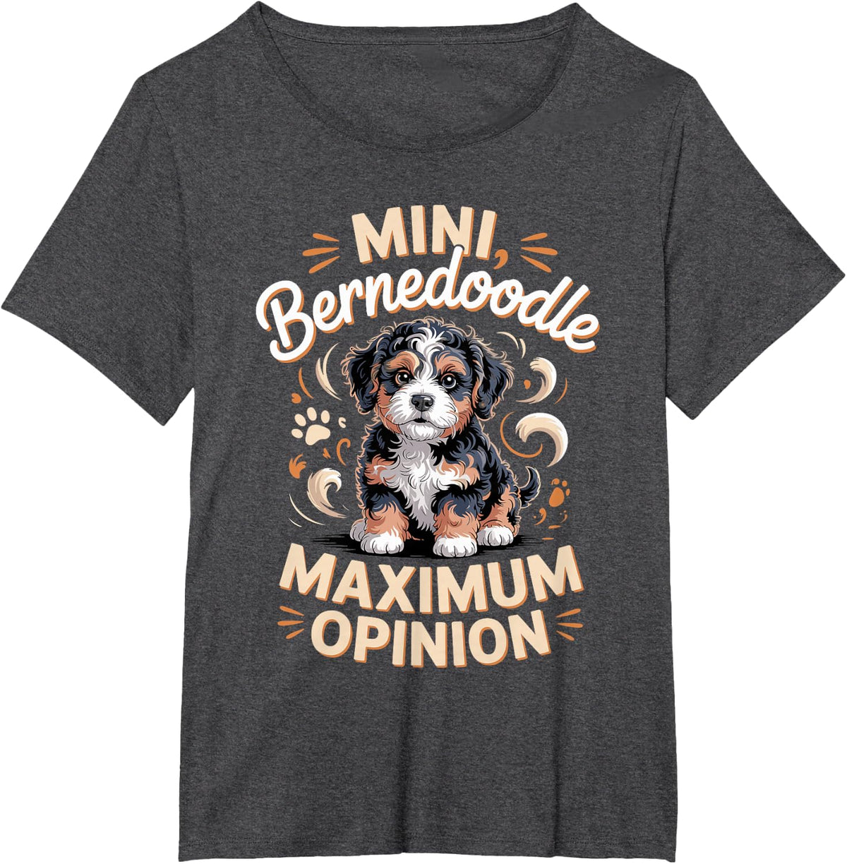 Mini Bernedoodle Maximum Opinion Mini Doodle Dog Owner T-Shirt - Dark Heather Grey